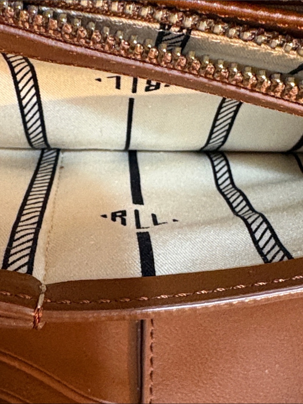 Lauren Ralph Lauren Navy Blue and Brown Printed Crossbody Wallet - Picture 11 of 17